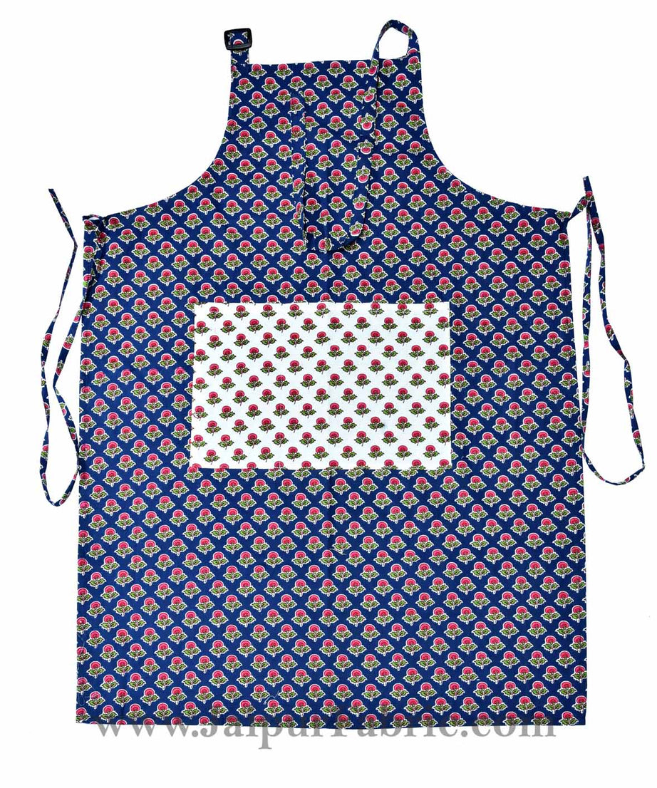 Buti print navy blue apron