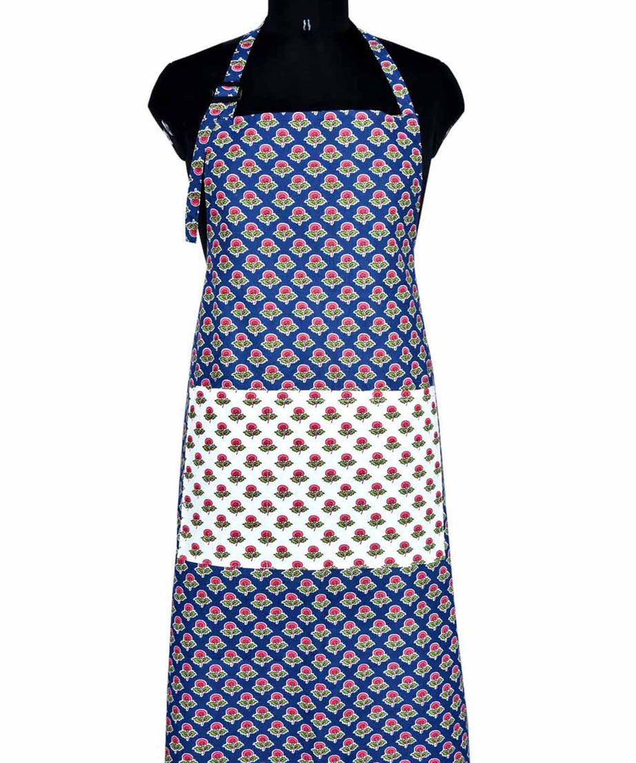 Buti print navy blue apron