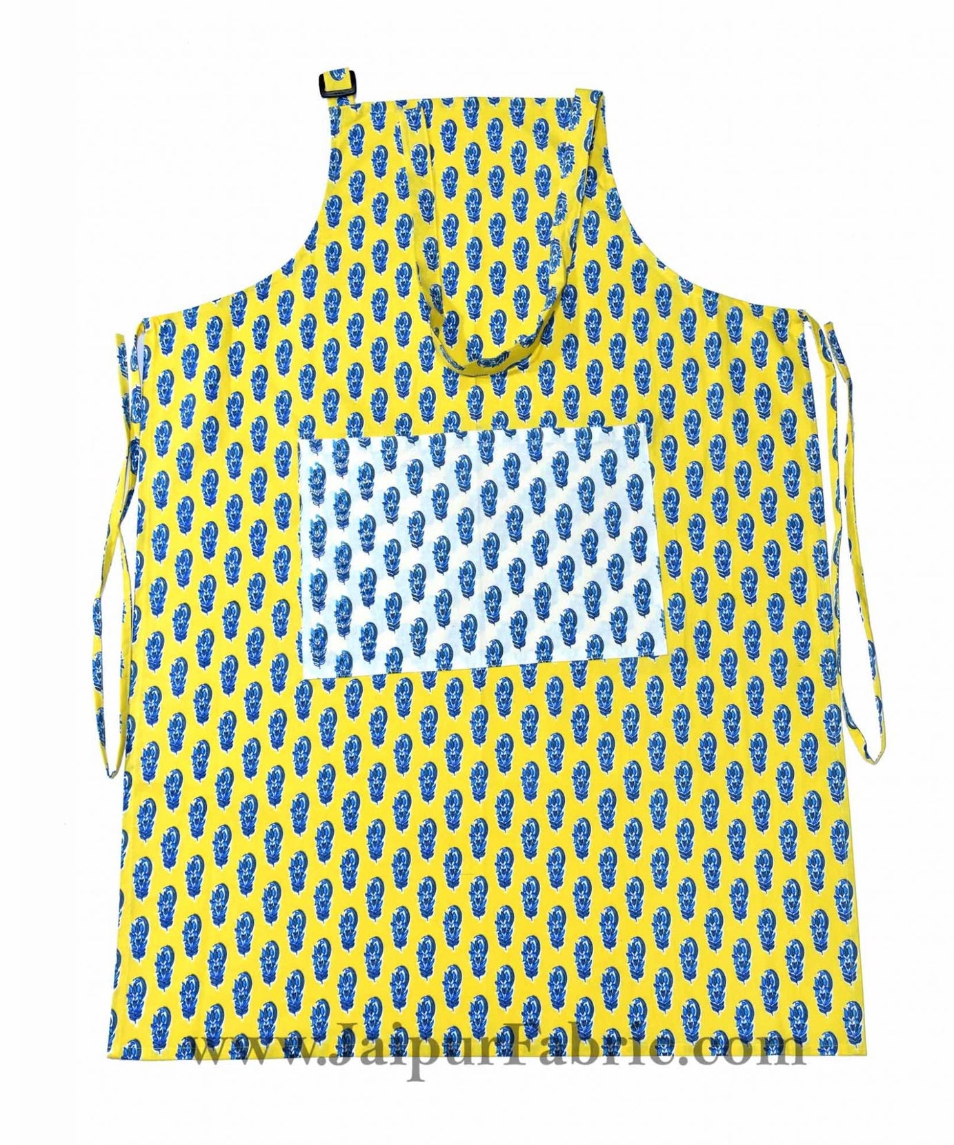 floral block print yellow apron