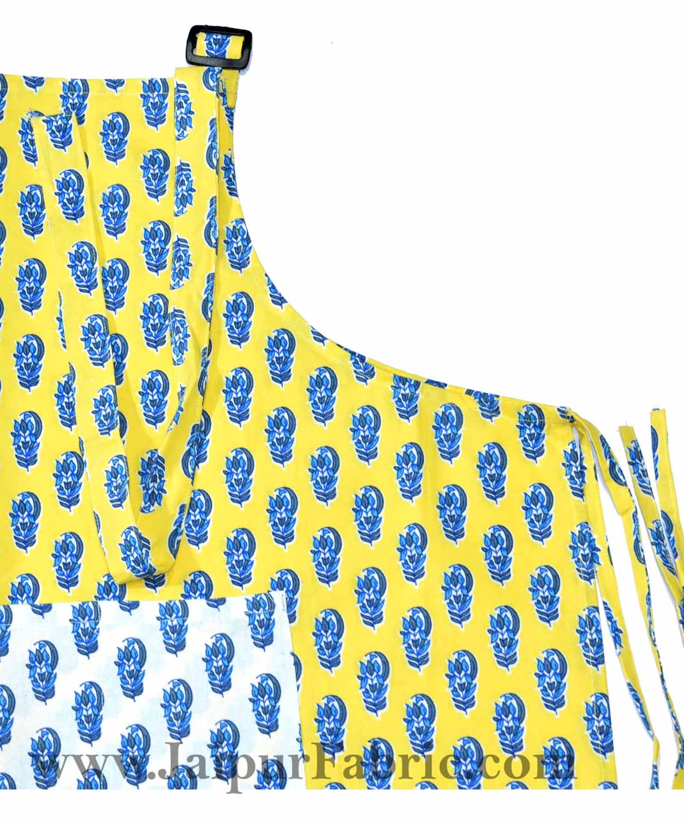 floral block print yellow apron
