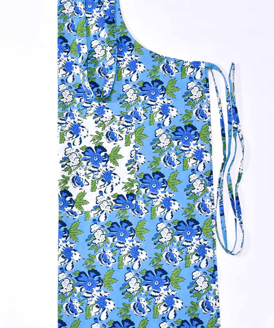 Floral garden turquoise blue apron
