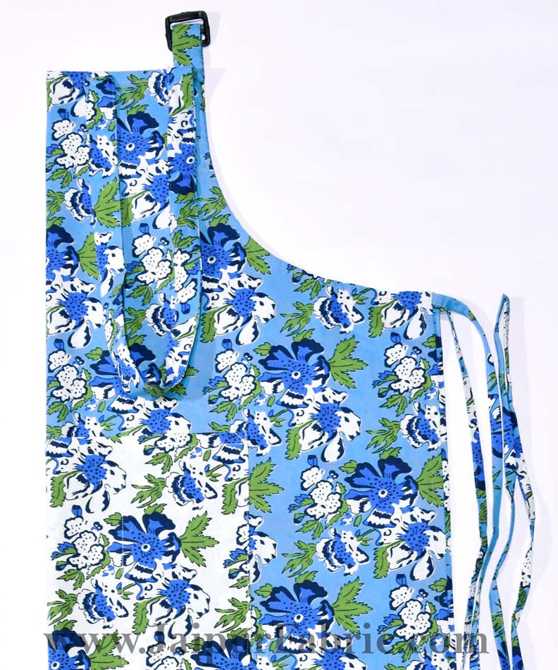 Floral garden turquoise blue apron
