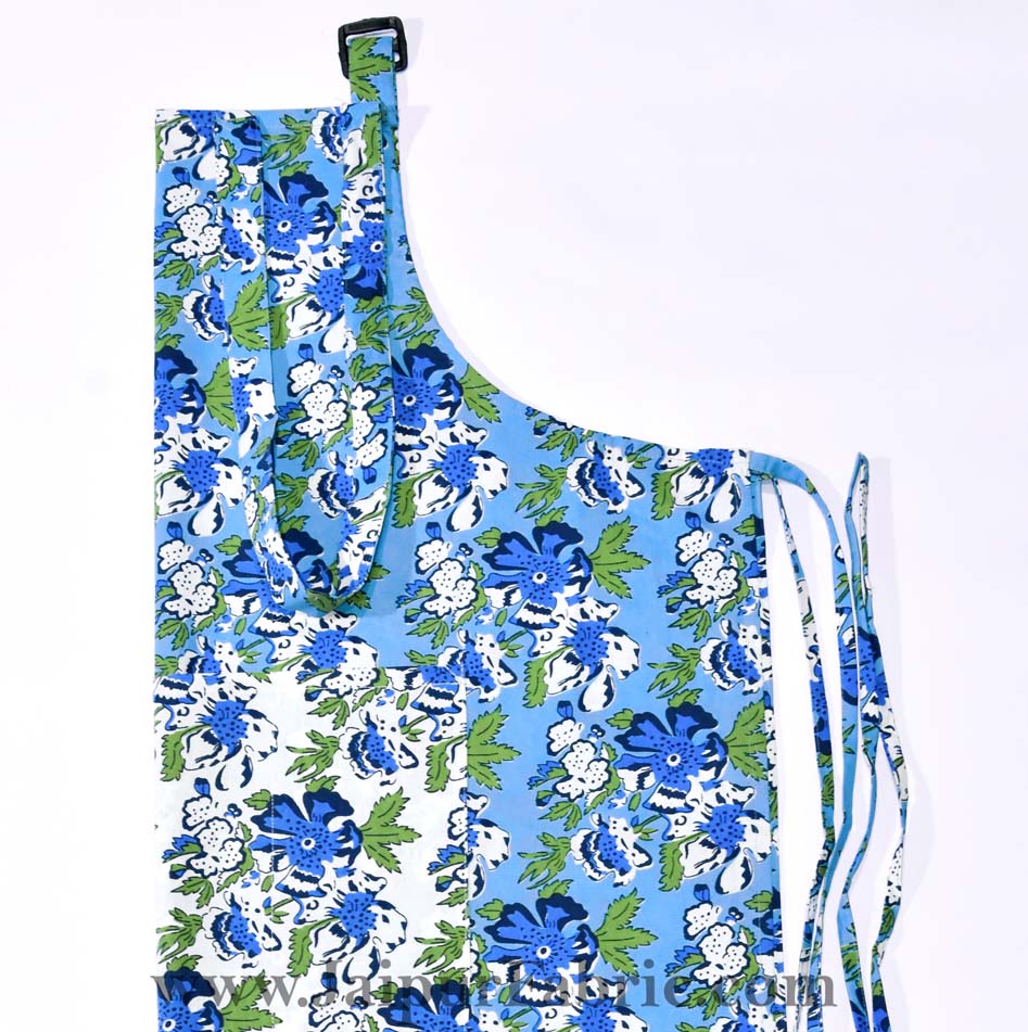 Floral garden turquoise blue apron