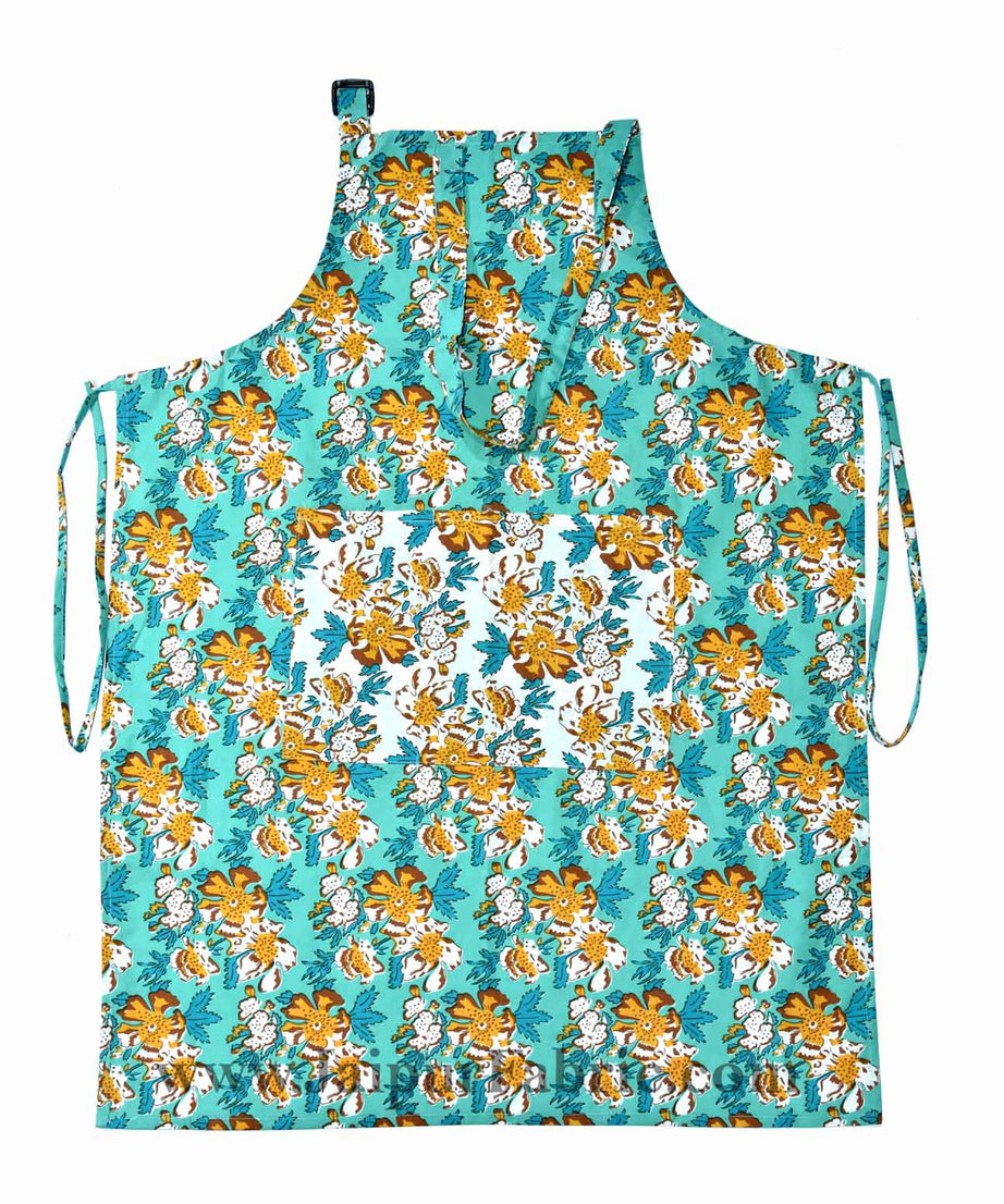 Floral garden sea green apron