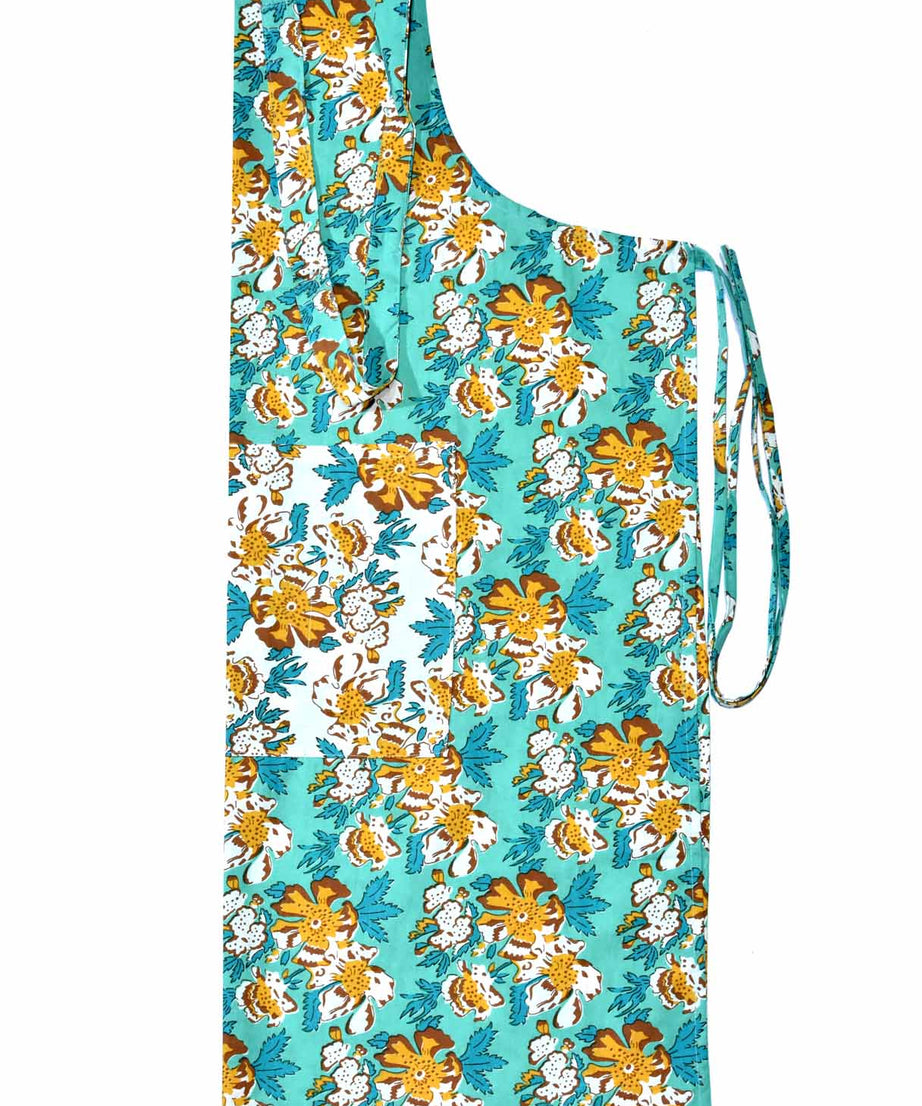 Floral garden sea green apron