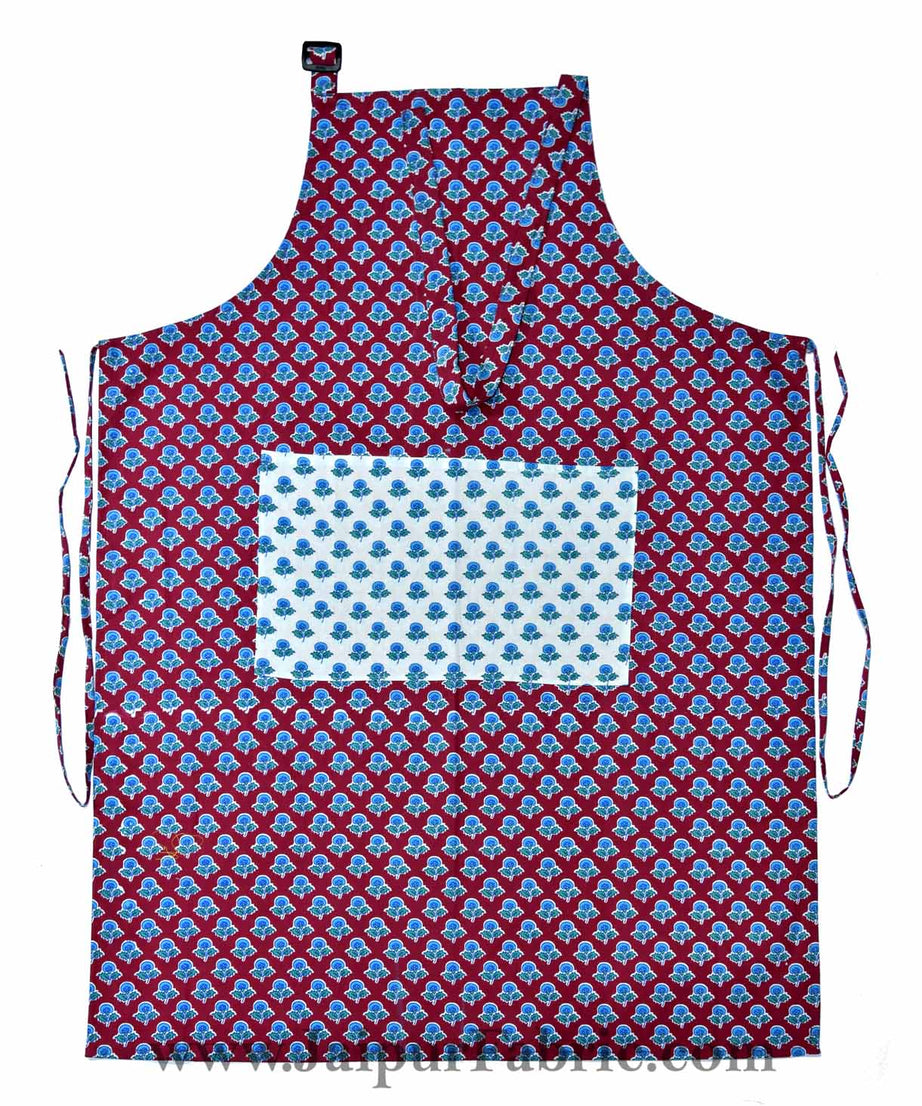 Buti print brick red apron
