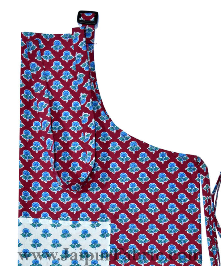 Buti print brick red apron