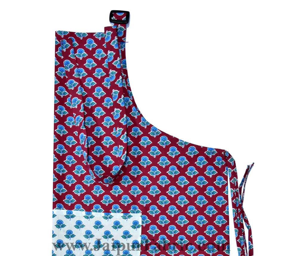 Buti print brick red apron