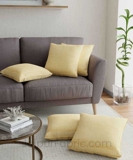 Mustard Yellow Quilted Cotton Cushion Cover