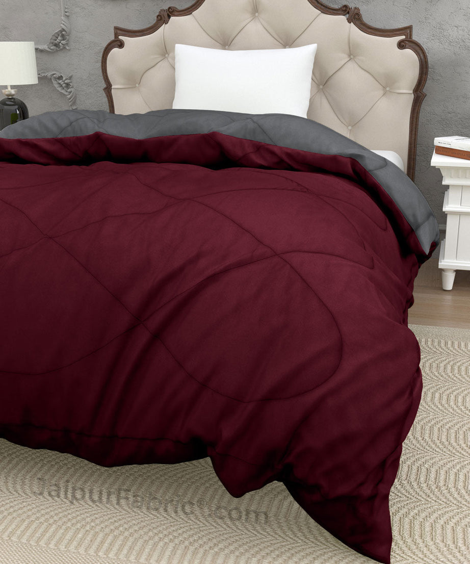 Dark Grey Maroon Single Bed Comforter
