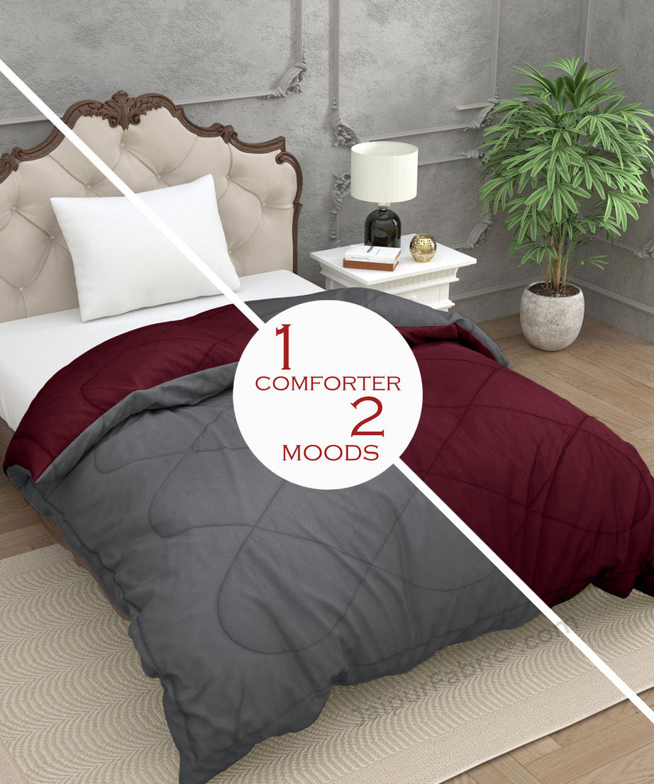 Dark Grey Maroon Single Bed Comforter