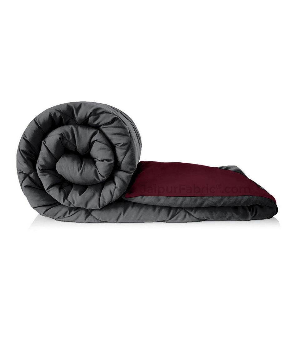 Dark Grey Maroon Single Bed Comforter