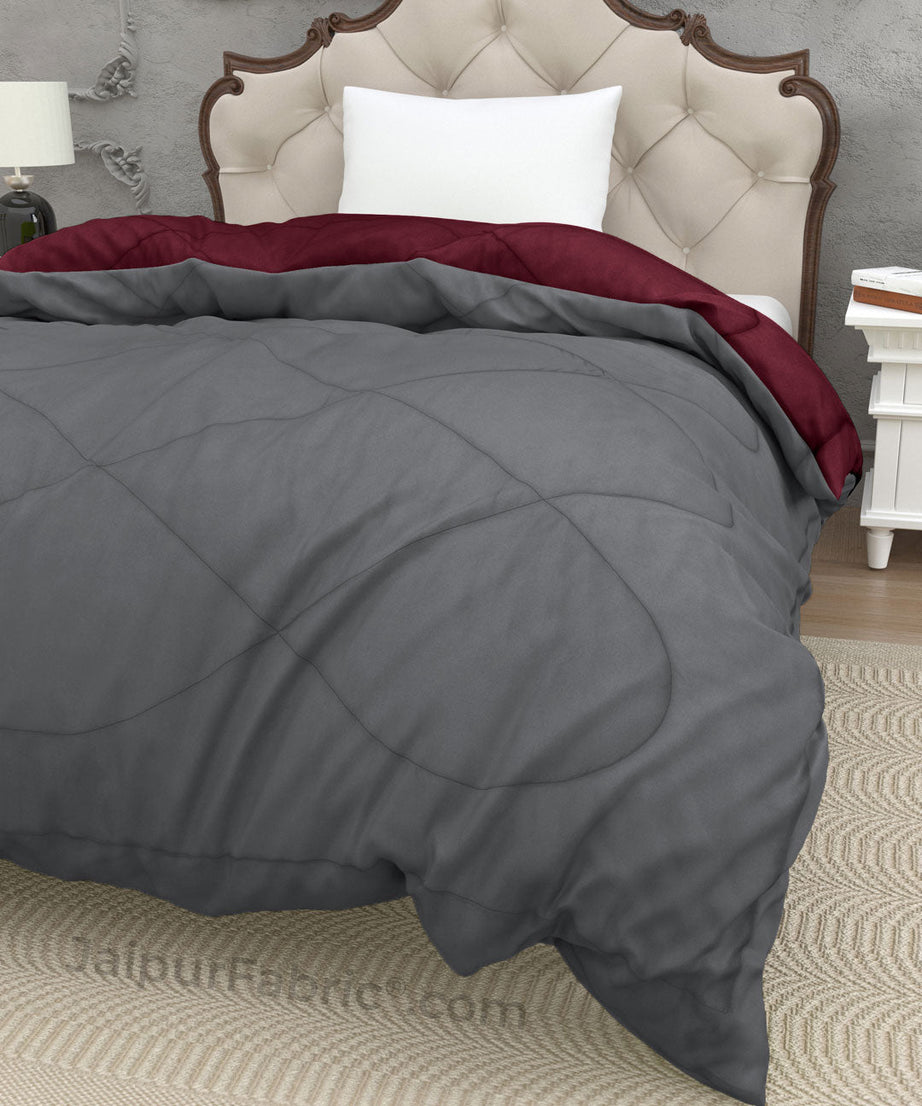 Dark Grey Maroon Single Bed Comforter