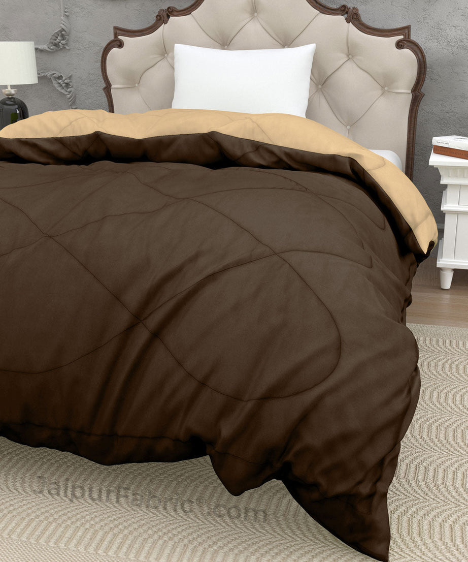 Dark Brown-Off White  Single Bed Comforter