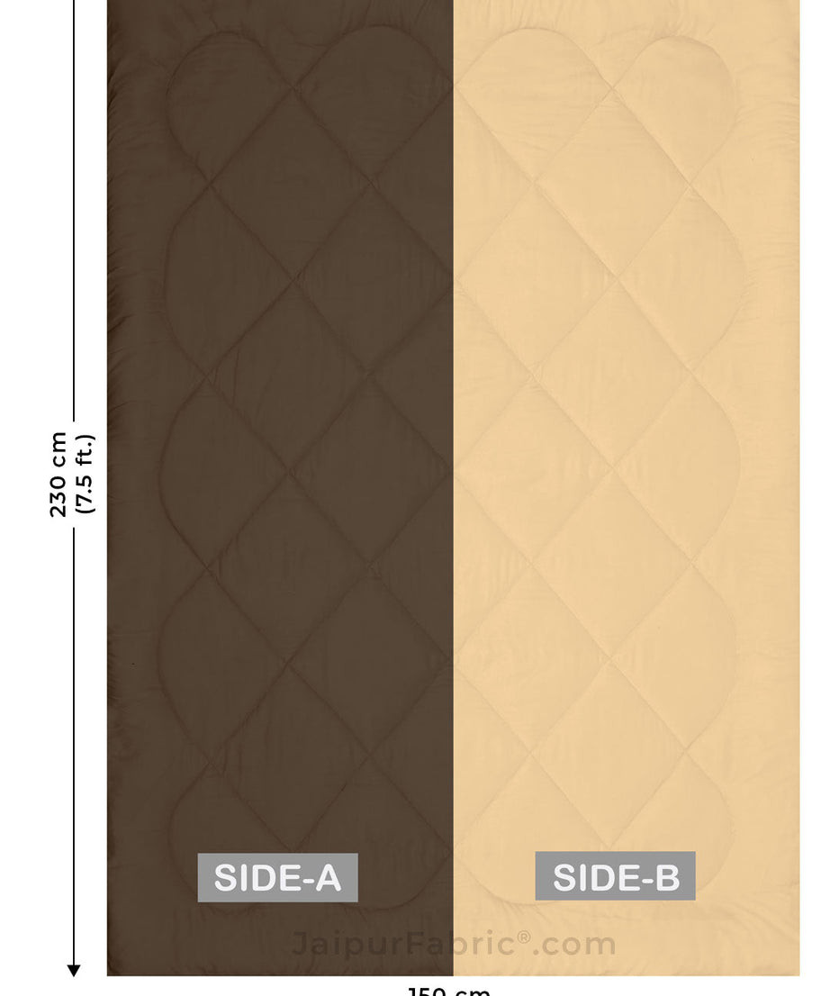 Dark Brown-Off White  Single Bed Comforter