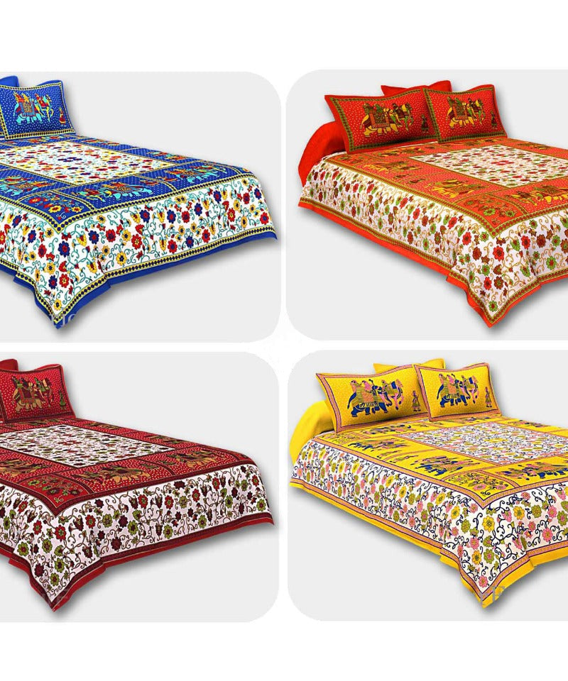 Beautiful Multicolor 4 Bedsheet + 8 Pillow Covers Set