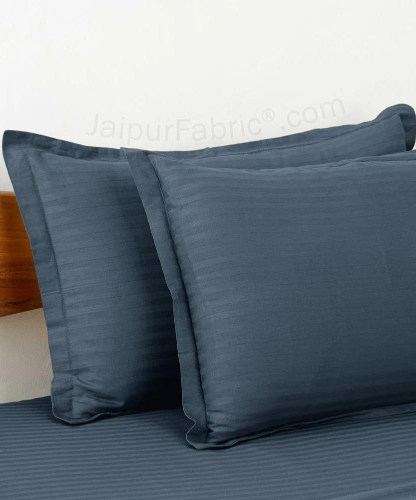 Dark Grey Satin Stripes Matching Bedsheet and Comforter SET of 4 Bed in a Bag
