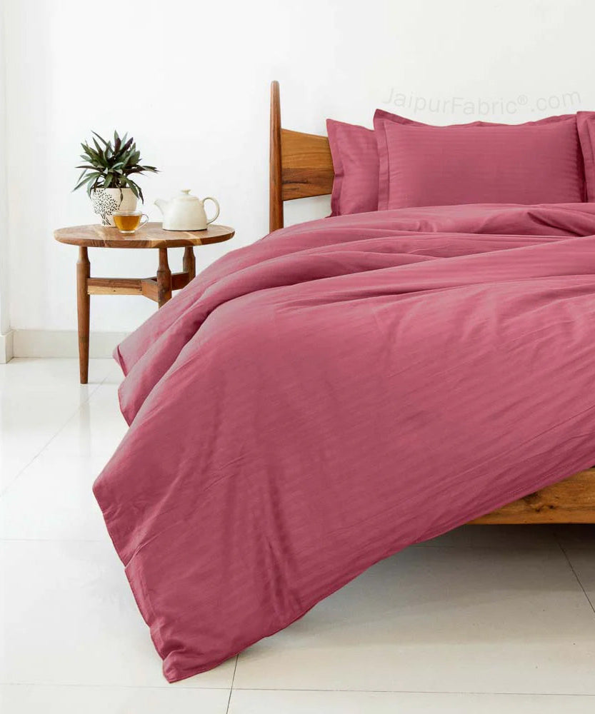 Thulian PinkSatin Stripes Matching Bedsheet and Comforter SET of 4 Bed in a Bag