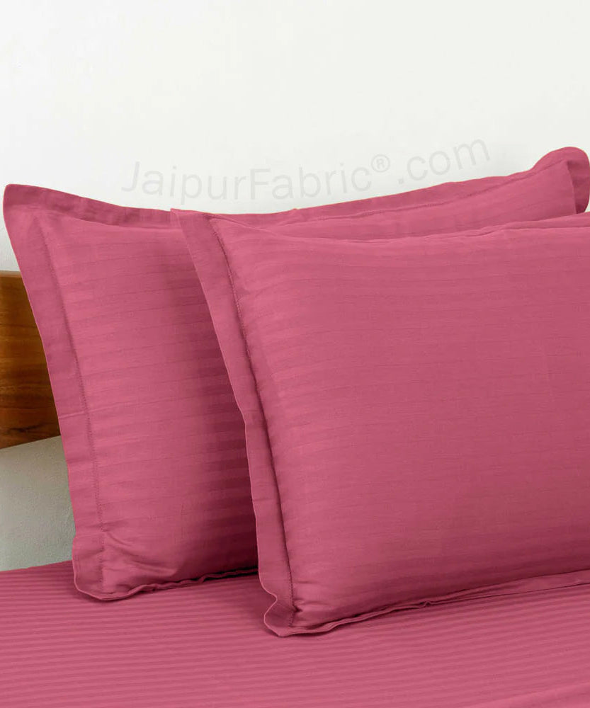 Thulian PinkSatin Stripes Matching Bedsheet and Comforter SET of 4 Bed in a Bag