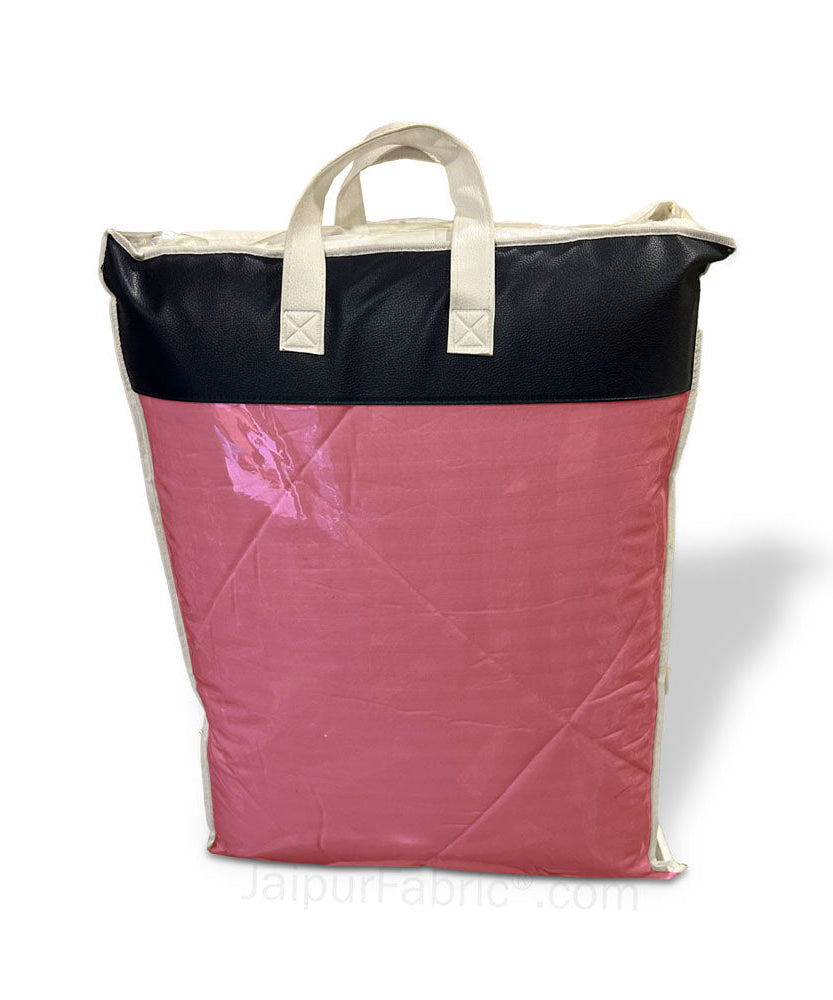 Thulian PinkSatin Stripes Matching Bedsheet and Comforter SET of 4 Bed in a Bag