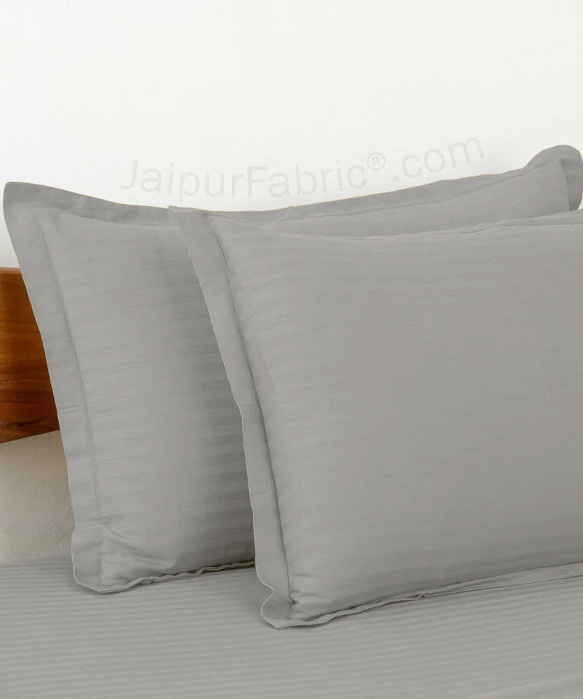 Grey Satin Stripes Matching Bedsheet and Comforter SET of 4 Bed in a Bag