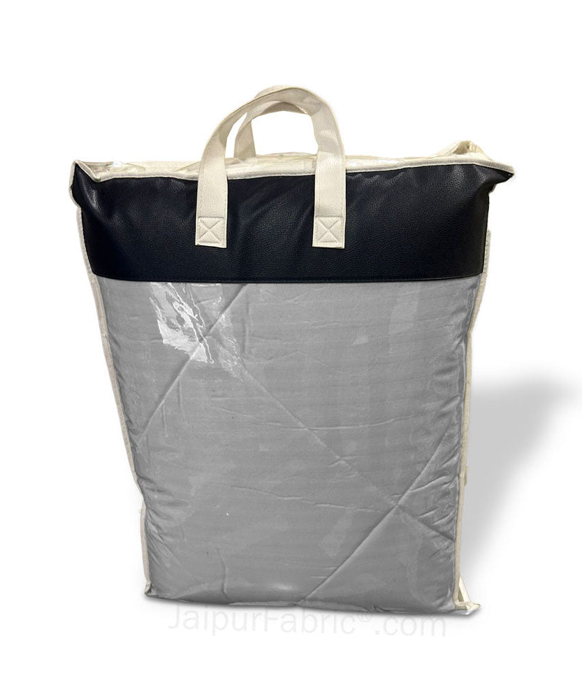 Grey Satin Stripes Matching Bedsheet and Comforter SET of 4 Bed in a Bag