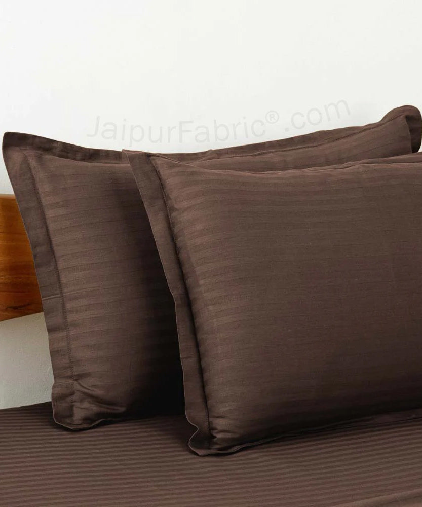 Dark Brown Satin Stripes Matching Bedsheet and Comforter SET of 4 Bed in a Bag