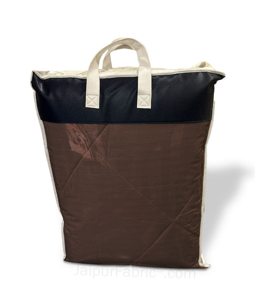 Dark Brown Satin Stripes Matching Bedsheet and Comforter SET of 4 Bed in a Bag