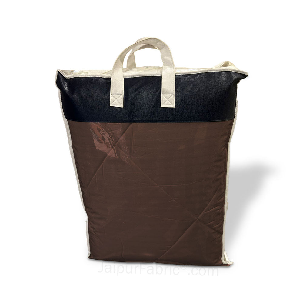 Dark Brown Satin Stripes Matching Bedsheet and Comforter SET of 4 Bed in a Bag