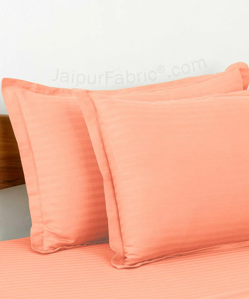 Awesome Light Peach Satin Stripes Matching Bedsheet and Comforter SET of 4 Bed in a Bag