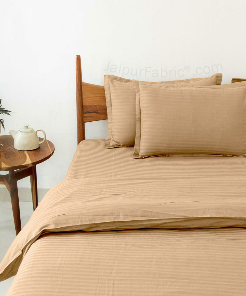 BrownSatin Stripes Matching Bedsheet and Comforter SET of 4 Bed in a Bag