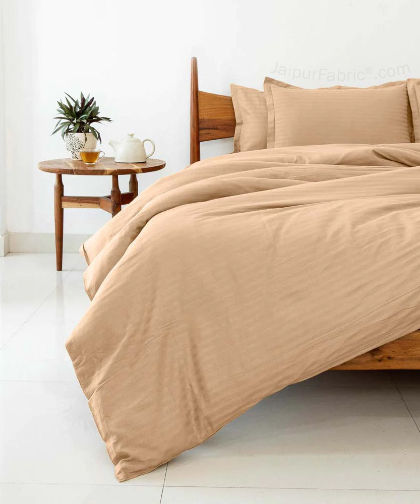 BrownSatin Stripes Matching Bedsheet and Comforter SET of 4 Bed in a Bag