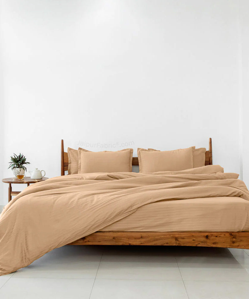 BrownSatin Stripes Matching Bedsheet and Comforter SET of 4 Bed in a Bag