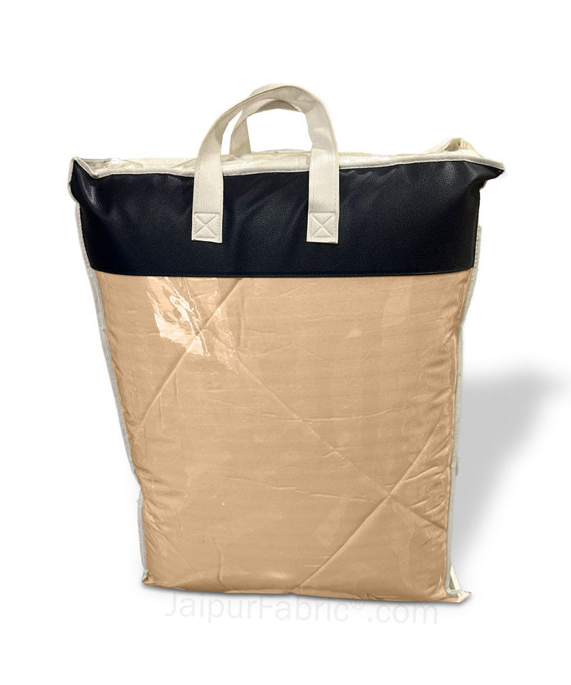 BrownSatin Stripes Matching Bedsheet and Comforter SET of 4 Bed in a Bag