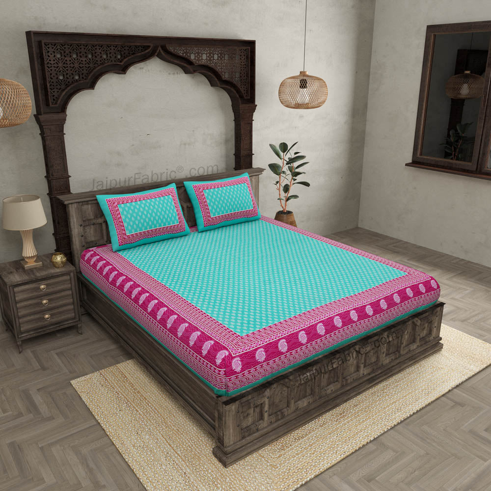 Screen Print Cotton Double Bedsheet – Choose Your Favorite Border & Design