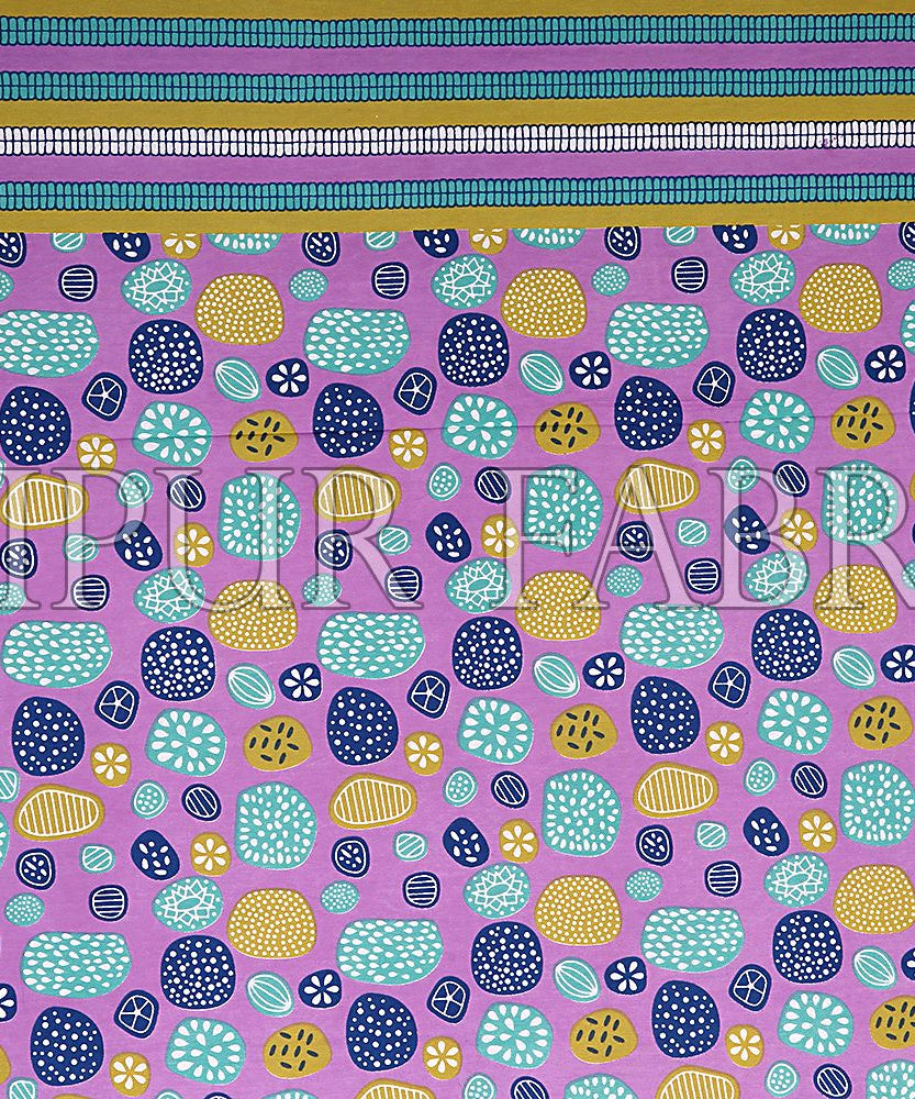 Plum Border Plum Base Stone Pattern Screen Print Cotton Double Bed Sheet