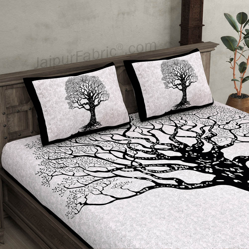 Big Tree Pattern Super Fine Cotton Double Bed Sheet – Choose Your Favorite Border Color