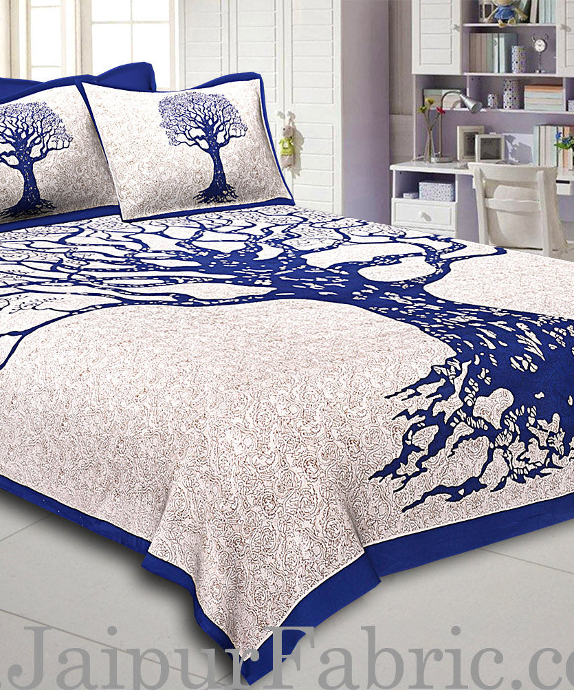 Big Tree Pattern Super Fine Cotton Double Bedsheet Combo of 4