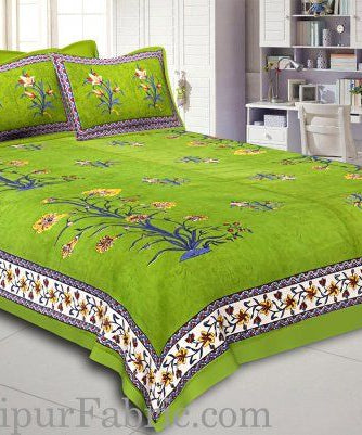 Tree Print Cotton Double Bedsheet Combo of 4