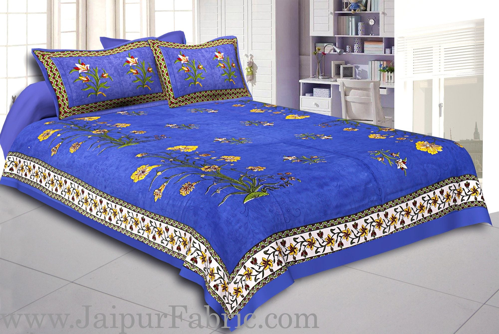 Tree Print Cotton Double Bedsheet Combo of 4