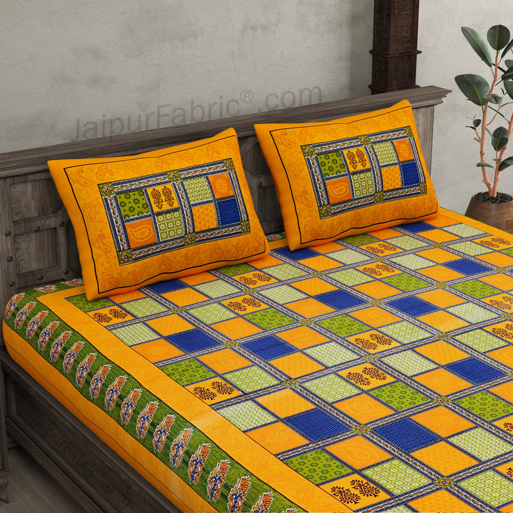 Multicolor Checkered Super Fine Cotton Double Bedsheet – Choose Your Favorite Border