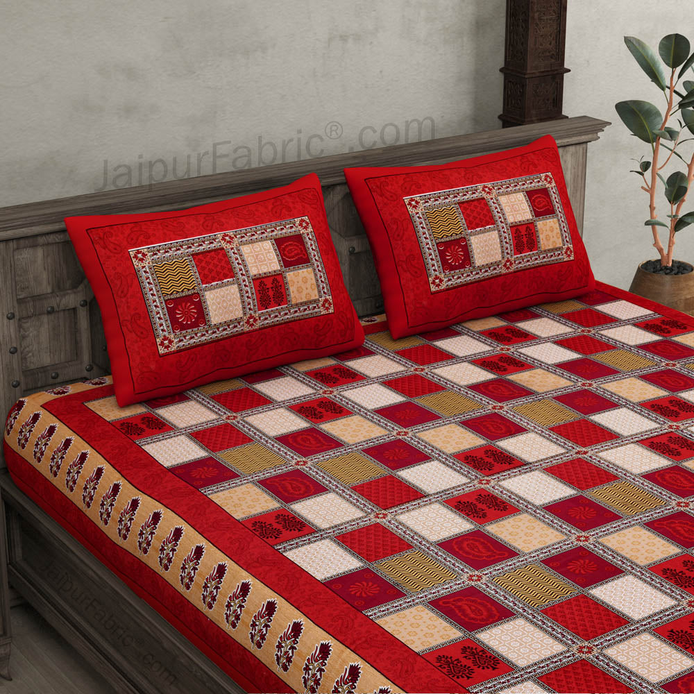 Multicolor Checkered Super Fine Cotton Double Bedsheet – Choose Your Favorite Border