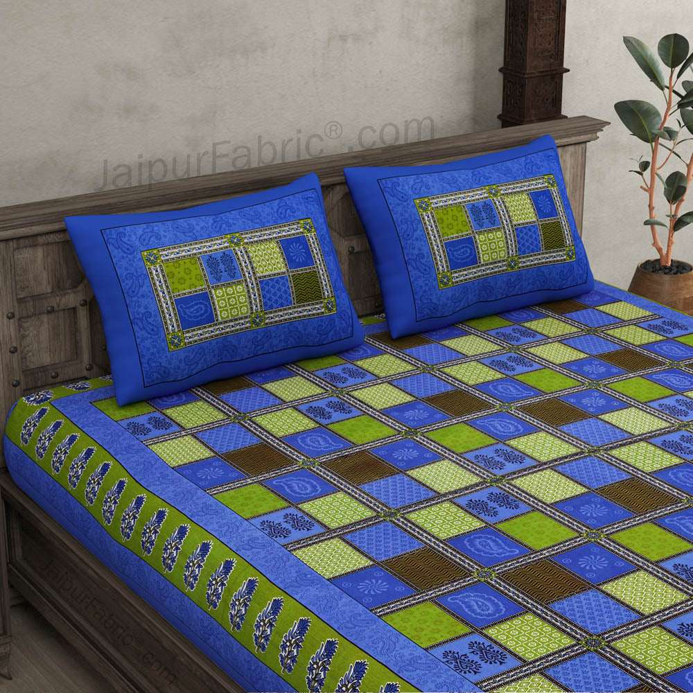 Multicolor Checkered Super Fine Cotton Double Bedsheet – Choose Your Favorite Border