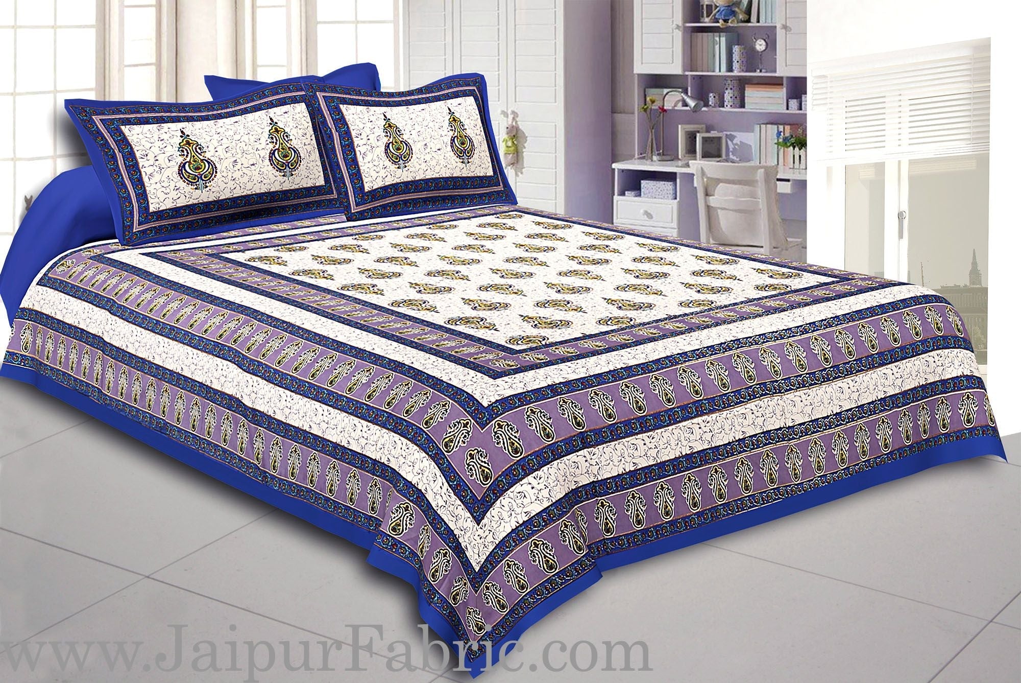 Designer's Dream Multicolor Double Bed Set with 8 Pillow Covers