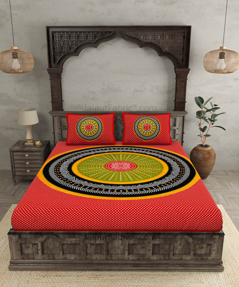 Traditional Bandhej Print Double Bedsheet – Choose Your Favorite Color