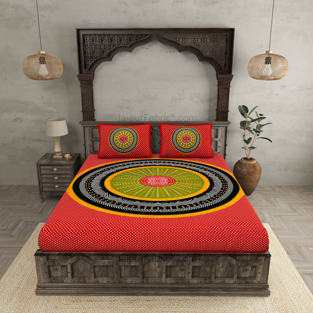 Traditional Bandhej Print Double Bedsheet – Choose Your Favorite Color