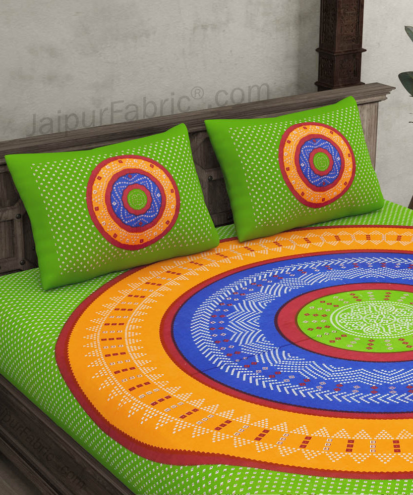 Traditional Bandhej Print Double Bedsheet – Choose Your Favorite Color