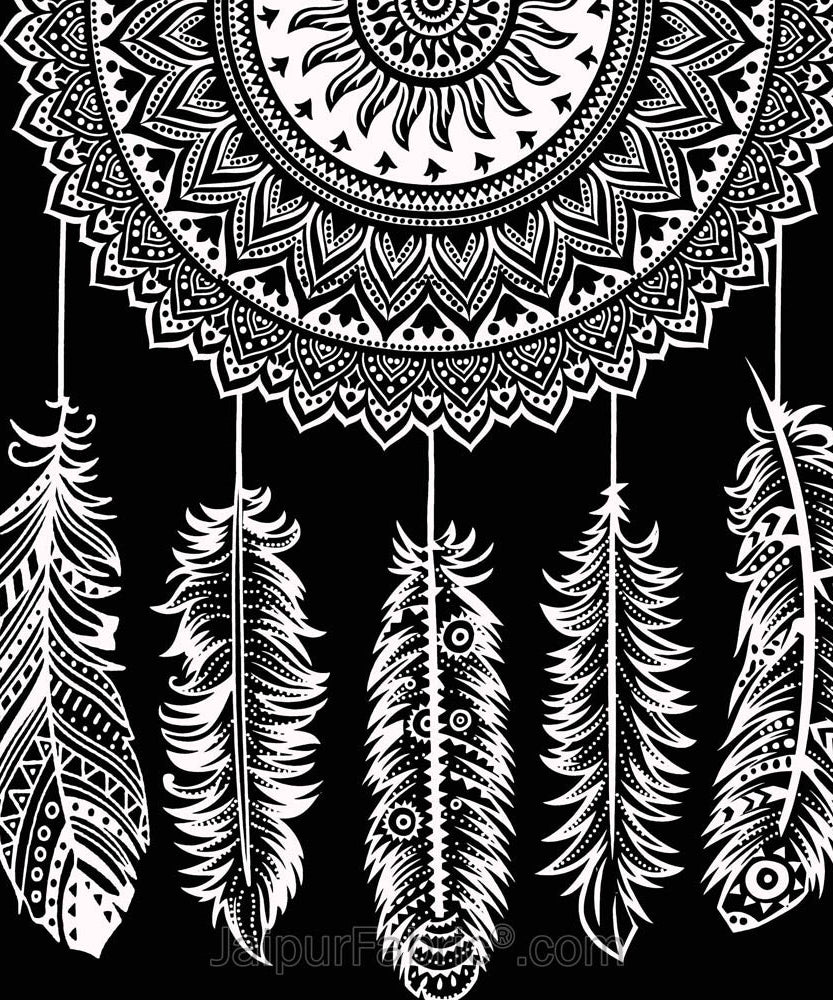 Big Feather Print Black & White Bedsheet