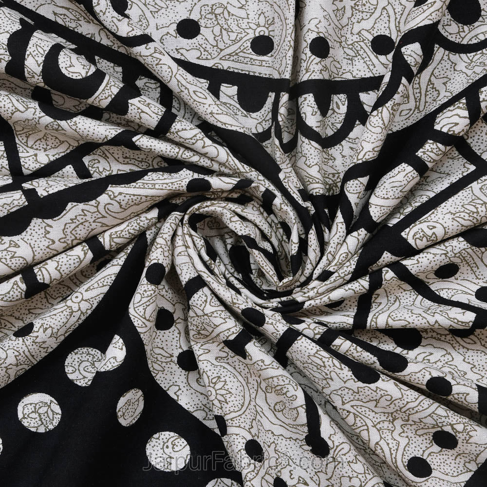 Big Rangoli Print Black & White Bedsheet