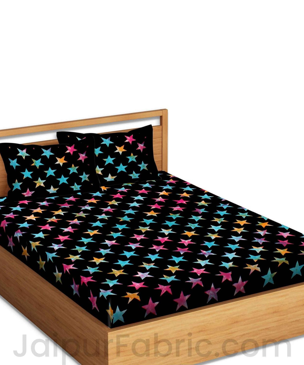 Happy Stars Tie Dye Bedsheet with 2 Pillow Covers cum Tapestry